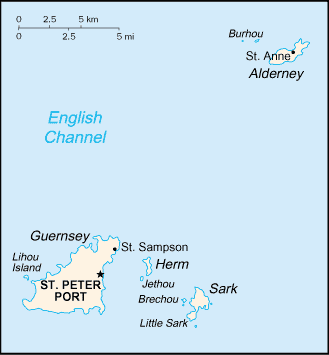 Mapa del territorio actual de Isla de Alderney