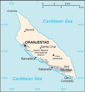 Mapa del territorio actual de Aruba