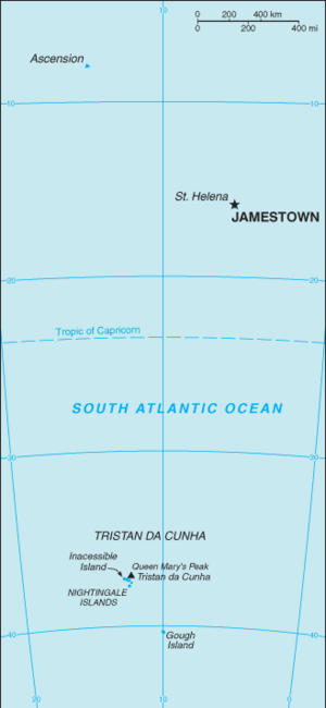 Mapa del territorio actual de Isla de Ascensión