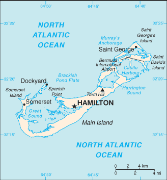 Mapa del territorio actual de Bermudas
