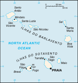 Mapa del territorio actual de Cabo Verde