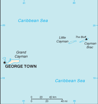 Mapa del territorio actual de Islas Cayman