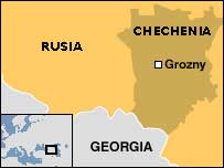 Mapa del territorio actual de Chechenia