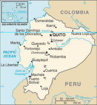 Mapa del territorio actual de Ecuador