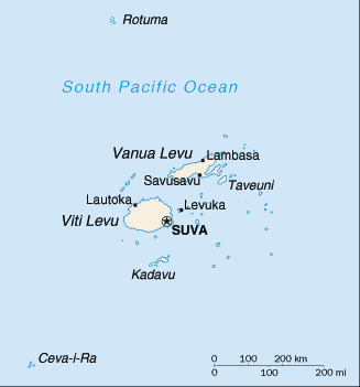 Mapa del territorio actual de Fiji