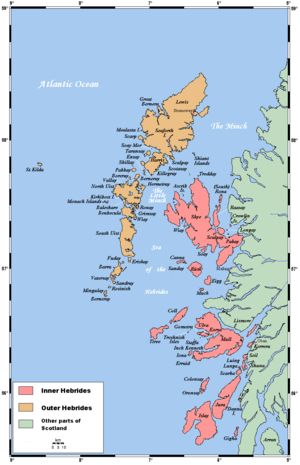 Mapa del territorio actual de Islas Hébridas
