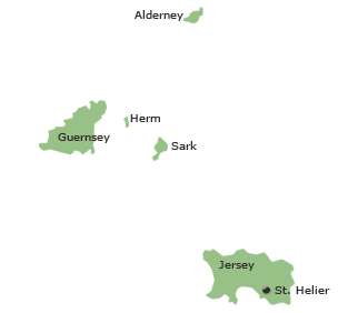 Mapa del territorio actual de Isla de Herm