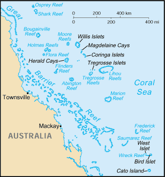 Mapa del territorio actual de Islas del mar de Coral