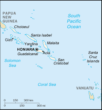 Mapa del territorio actual de Islas Salomon