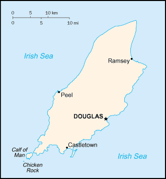 Mapa del territorio actual de Isla de Man