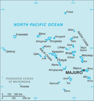 Mapa del territorio actual de Islas Marshall