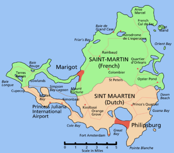 Mapa del territorio actual de Sint Maarten