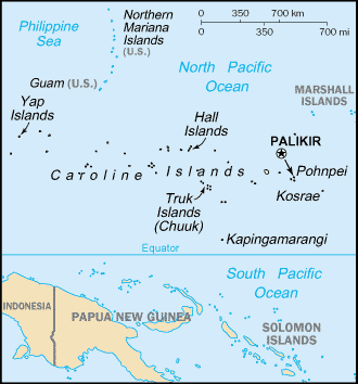 Mapa del territorio actual de Estados Federados de Micronesia