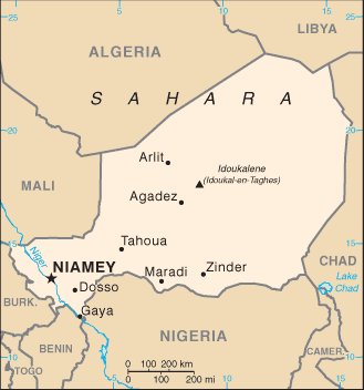 Mapa del territorio actual de Niger