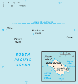 Mapa del territorio actual de Islas Pitcairn