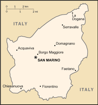 Mapa del territorio actual de San Marino
