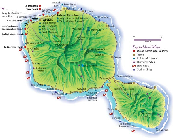 Mapa del territorio actual de Tahití