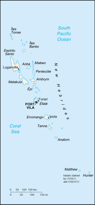 Mapa del territorio actual de Vanuatu