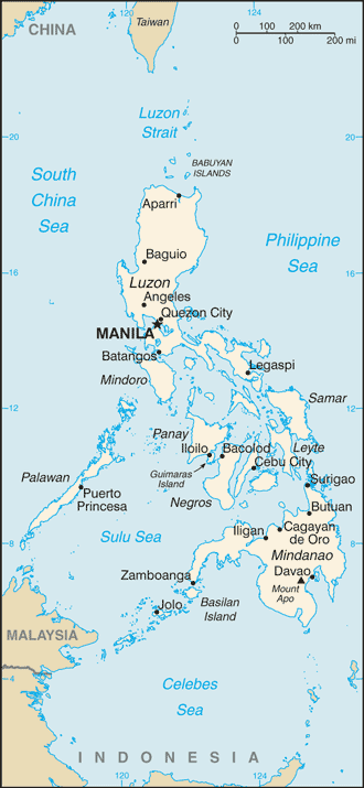 Mapa territorial global de Filipinas Mapa del territorio actual de Filipinas
