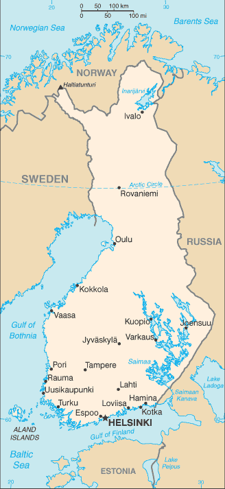 Mapa territorial global de Finlandia Mapa del territorio actual de Finlandia