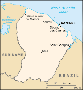 Mapa territorial global de Guyana Francesa Mapa del territorio actual de Guyana Francesa