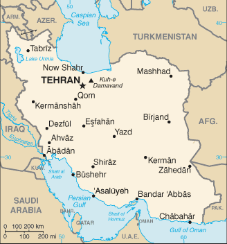 Mapa territorial global de Iran Mapa del territorio actual de Iran