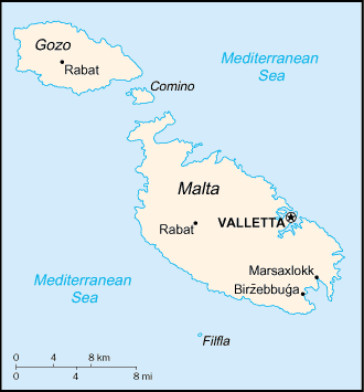 Mapa territorial global de Malta Mapa del territorio actual de Malta