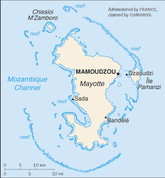 Mapa territorial global de Mayotte Mapa del territorio actual de Mayotte