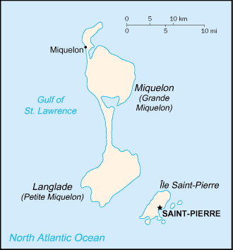Mapa territorial global de San Pedro y Miquelon Mapa del territorio actual de San Pedro y Miquelon