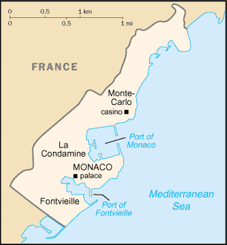 Mapa territorial global de Monaco Mapa del territorio actual de Monaco