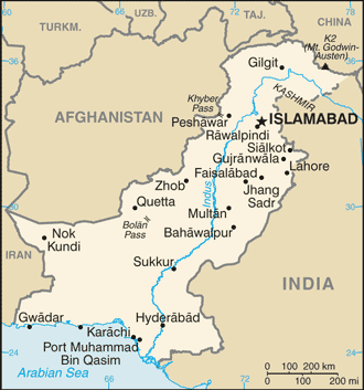 Mapa territorial global de Pakistan Mapa del territorio actual de Pakistan