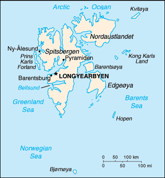 Mapa territorial global de Svalbard Mapa del territorio actual de Svalbard