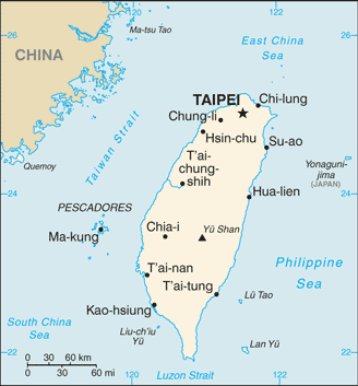 Mapa territorial global de Taiwan Mapa del territorio actual de Taiwan