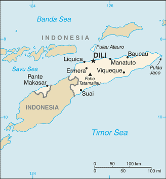 Mapa territorial global de Timor del Este Mapa del territorio actual de Timor del Este